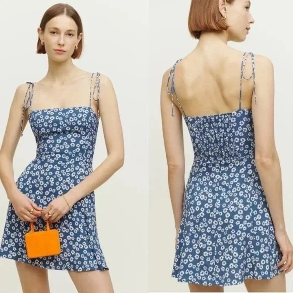 Reformation Blue Floral Mini Dress